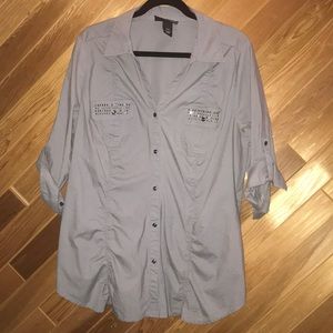 Grey button down gem shirt GUC 18/20
